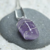 Custom Tumbled Lavender Amethyst Wire Wrapped Stone Necklace - Choose Sterling Silver Chain or Leather Cord - Quantity of 1