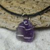 Custom Tumbled Lavender Amethyst Wire Wrapped Stone Necklace - Choose Sterling Silver Chain or Leather Cord - Quantity of 1