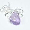 Custom Tumbled Lavender Amethyst Wire Wrapped Stone Necklace - Choose Sterling Silver Chain or Leather Cord - Quantity of 1