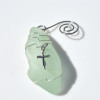 Christian Cross on a Surf Tumbled Sea Glass Ornament - Choose Your Color Sea Glass Frosted,  Green, and Brown - Made to Order