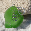 Irish Shamrock on a Surf Tumbled Sea Glass Ornament - Choose Your Color Sea Glass Frosted, Green, and Brown - Made to Order