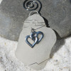 Double Hearts Charm on a Surf Tumbled Sea Glass Ornament - Choose Your Color Sea Glass Frosted, Green, and Brown - Made to Order