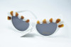 Brown and Frosted White Sea Glass White Cat's Eye Sunglasses