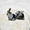 Snowflake Obsidian Stone Cufflinks