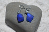 Beautiful Pair of Surf Tumbled Dangling Cobalt Blue Sea Glass Earrings - (1 Set) - Made to Order