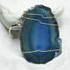 Wire Wrapped Blue Agate Slice Keychain