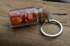 Carnelian Stones in a Glass Vial Keychain 