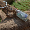 Tumbled Fluorite Stones in a Glass Vial Keychain