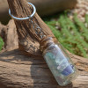 Tumbled Fluorite Stones in a Glass Vial Keychain - Made to Order