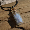 Blue Lace Agate Stones in a Glass Vial on a Leather Cord Necklace