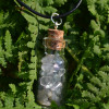 Fluorite Stones in a Glass Vial on a Leather Cord Necklace