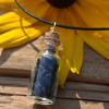 Apache Tears Stones in a Glass Vial on a Leather Cord Necklace