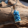 Magnesite Turquenite Stones in a Glass Vial on a Leather Cord Necklace - Made to Order