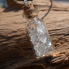 Crystal Quartz Stones in a Glass Vial on a Leather Cord Necklace - Made to Order