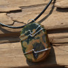Rhyolite Palm Stone Hand Wire Wrapped on a Leather Thong Necklace