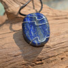 Lapis Lazuli Palm Stone Hand Wire Wrapped on a Leather Thong Necklace - Made to Order