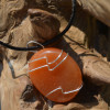 Carnelian Palm Stone Hand Wire Wrapped on a Leather Thong Necklace