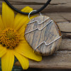 Picture Jasper Palm Stone Hand Wire Wrapped on a Leather Thong Necklace