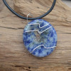 Sodalite Palm Stone Hand Wire Wrapped on a Leather Thong Necklace