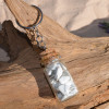 White Howlite Stones in a Glass Vial Keychain