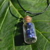 Lapis Lazuli Stones in a Glass Vial on a Leather Cord Necklace