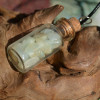 Prehnite Stones in a Glass Vial on a Leather Cord Necklace 