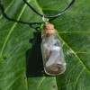Gray Banded Agate Stones in a Glass Vial on a Leather Cord Necklace