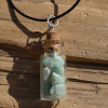 Green Aventurine Stones in a Glass Vial on a Leather Cord Necklace - Made to Order