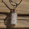 Rose Quartz Quartz Stones in a Glass Vial on a Leather Cord Necklace - Made to Order