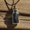 Tiger's Eye Stones in a Glass Vial on a Leather Cord Necklace