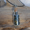 Tiger's Eye Stones in a Glass Vial on a Leather Cord Necklace