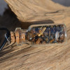 Gold Tiger's Eye Stones in a Glass Vial on a Leather Cord Necklace