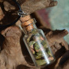 Unakite Jasper Stones in a Glass Vial on a Leather Cord Necklace 