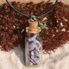 Lepidolite Stones in a Glass Vial on a Leather Cord Necklace