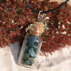 Bloodstones in a Glass Vial on a Leather Cord Necklace 
