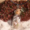 Peach Moonstones in a Glass Vial on a Leather Cord Necklace