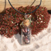 Rhodonite Stones in a Glass Vial on a Leather Cord Necklace