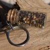 Gold Tiger's Eye Stones in a Glass Vial Keychain