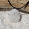 White Jade Palm Stone Hand Wire Wrapped on a Leather Thong Necklace