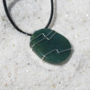 Green Moss Agate Palm Stone Hand Wire Wrapped on a Leather Thong Necklace - Made to Order