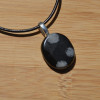 Snowflake Obsidian Palm Stone on a Leather Thong Necklace