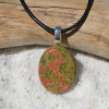 Unakite Jasper Palm Stone on a Leather Thong Necklace - Made to Order