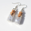 Blue Lace Agate Stones in Delicate Glass Vial Earrings
