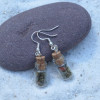 Unakite Jasper Stones in Delicate Glass Vial Earrings