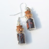 Red Tiger's Eye Stones in Delicate Glass Vial Earrings