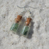 Green Quartz Stones in Delicate Glass Vial Earrings