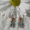 Green Moss Agate Stones in Delicate Glass Vial Earrings