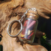 Mookaite Jasper Stones in a Glass Vial Keychain