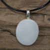 White Jade Palm Stone Pendant and Necklace