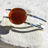 Carnelian Palm Stone Silver Bracelet